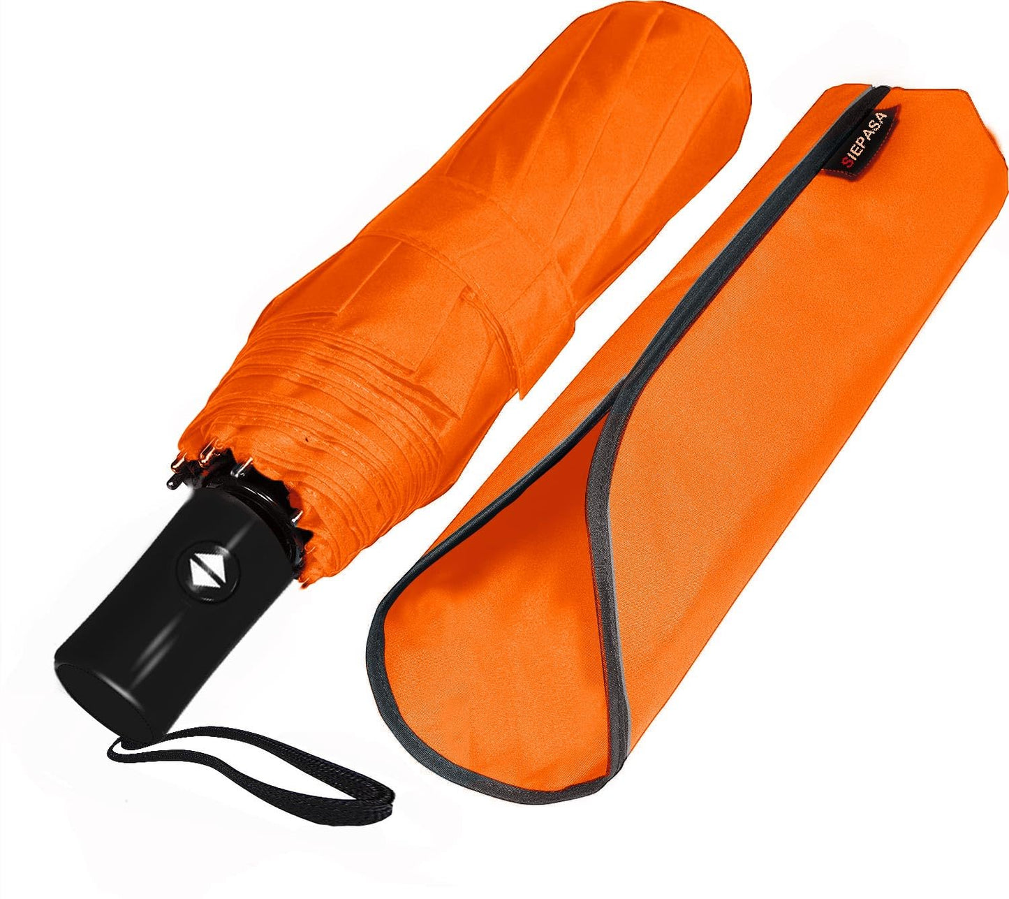 SIEPASA Windproof Travel Compact Umbrella-Automatic Umbrellas for Rain-Compact Folding Umbrella, Travel Umbrella Compact, Small Portable Windproof Umbrellas for Men Women Teenage. (Orange)