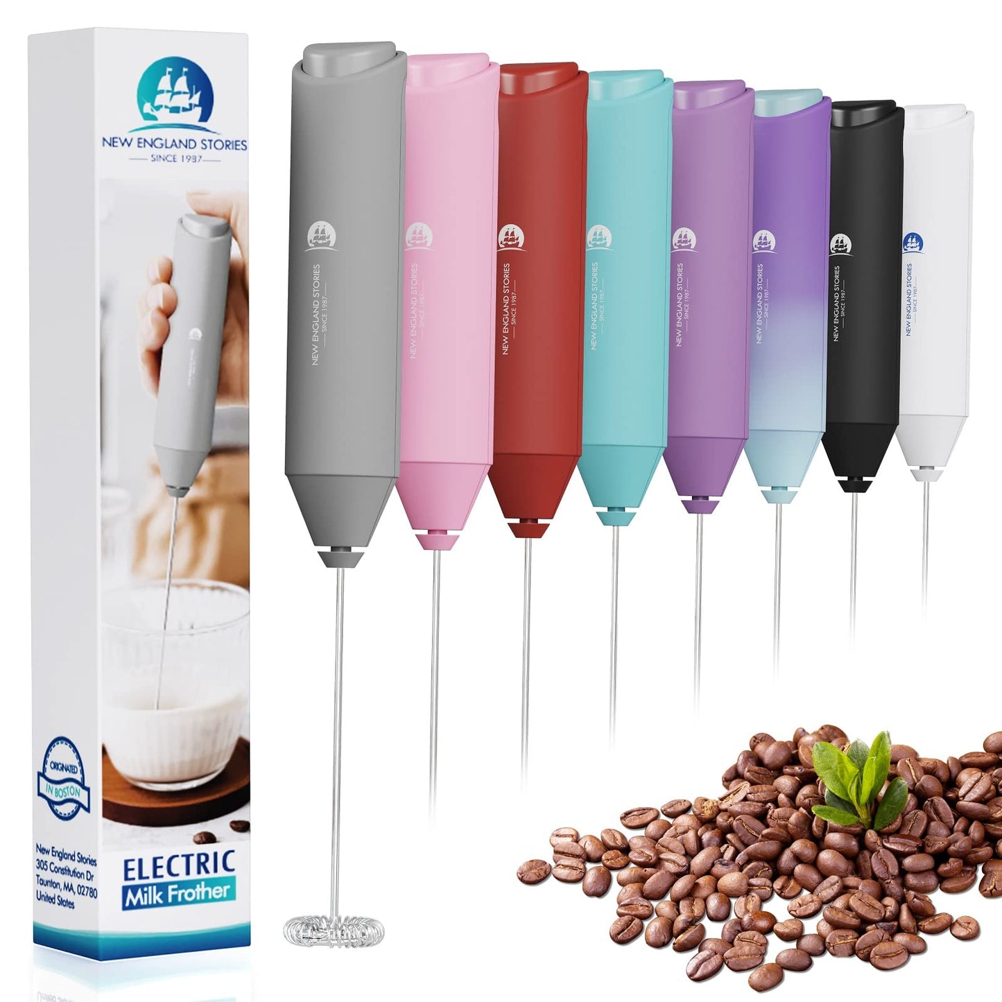 Powerful Milk Frother Handheld Foam Maker, Mini Whisk Drink Mixer for Coffee, Cappuccino, Latte, Matcha, Hot Chocolate, No Stand, Grey