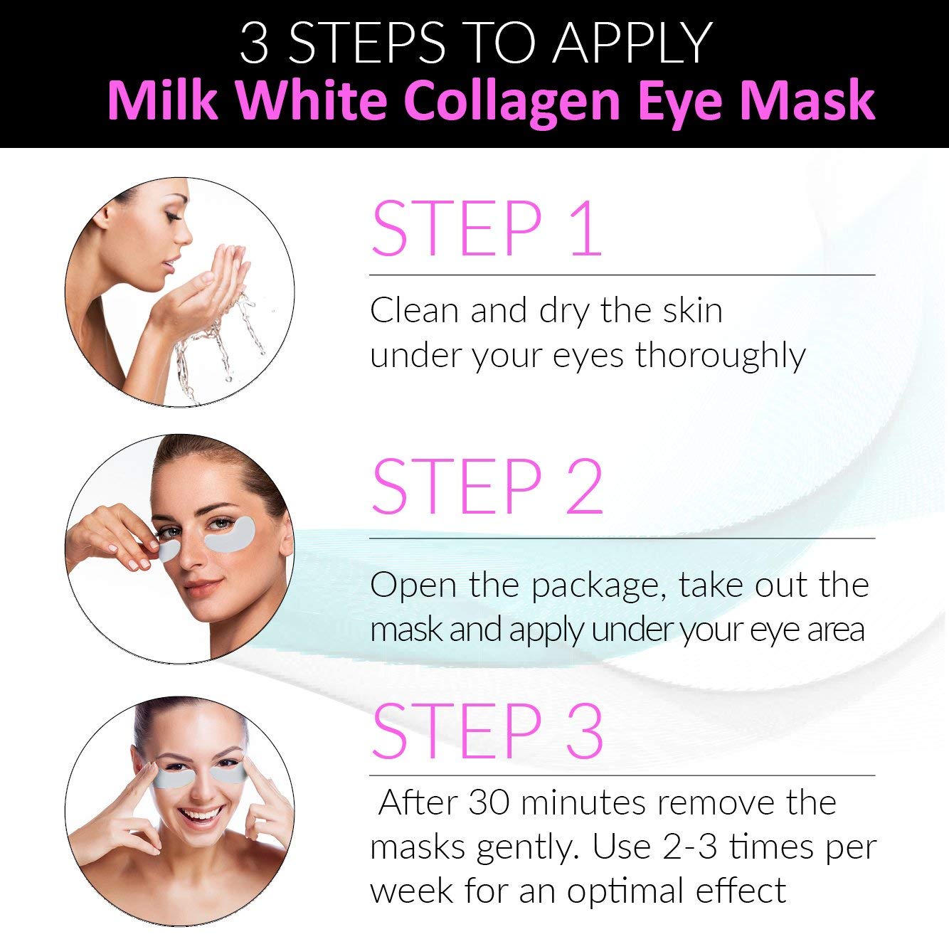 Adofect 30 Pairs Collagen Under Eye Mask Anti-Aging Hyaluronic Acid Eye Patches for Moisturizing, Puffiness, Fine Line & Dark Circles, Luxury Gift for Women, White