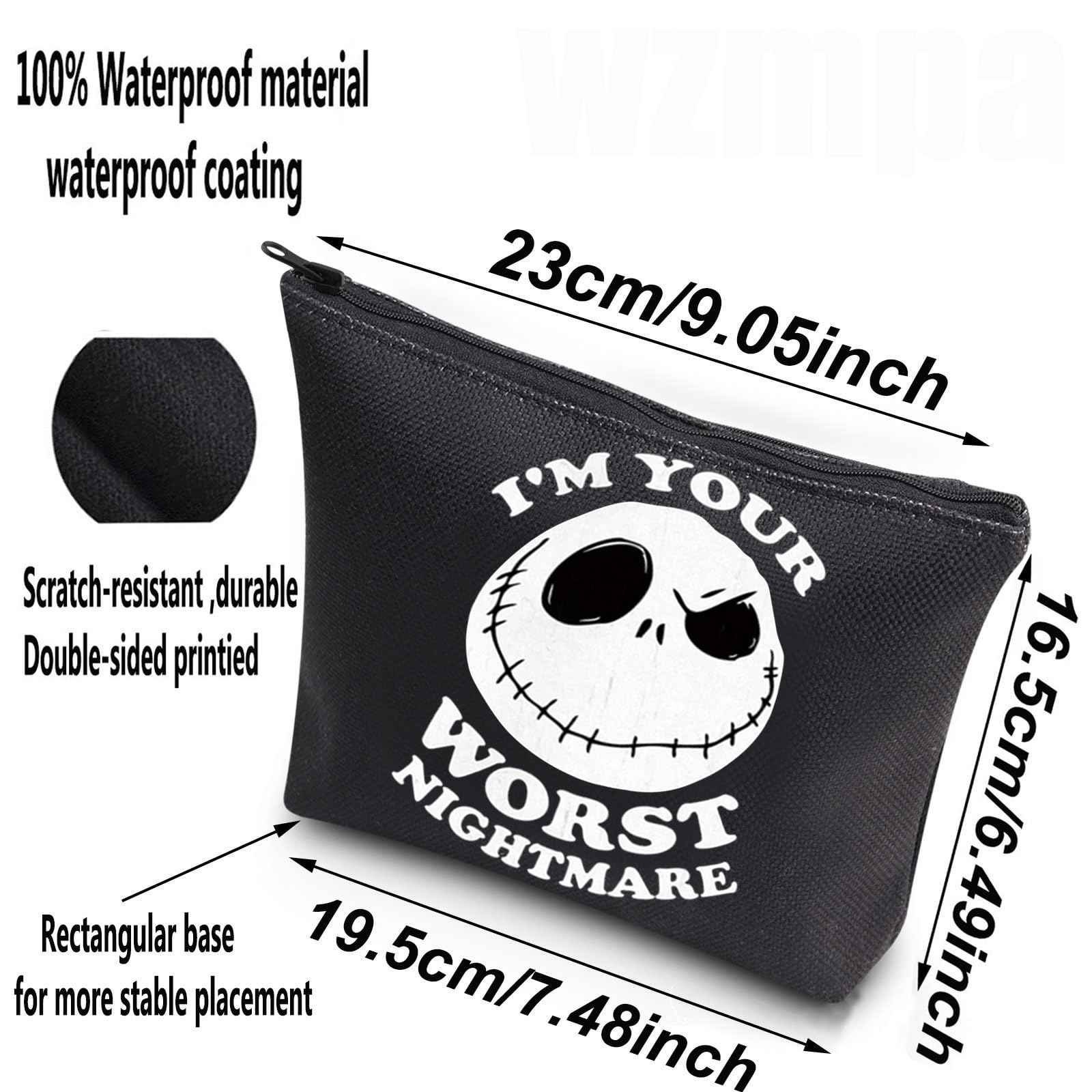 WZMPA Funny Jack Cosmetic Bag Jack Fans Gifts I'm Your Worst Nightmare Makeup Zipper Pouch Bag Horror Fairy Tales Merchandise (Worst Nightmare -BL)