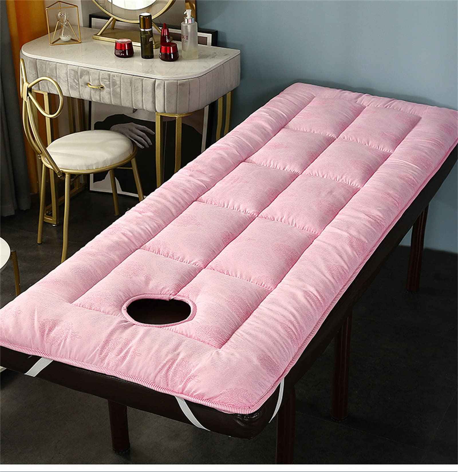 Spa Massage Table Pad & Face Cradle Set - Soft and Comfortable Thick Facial Bed and Headrest Cover 190 * 80 cm Thickened Mattress with Holes