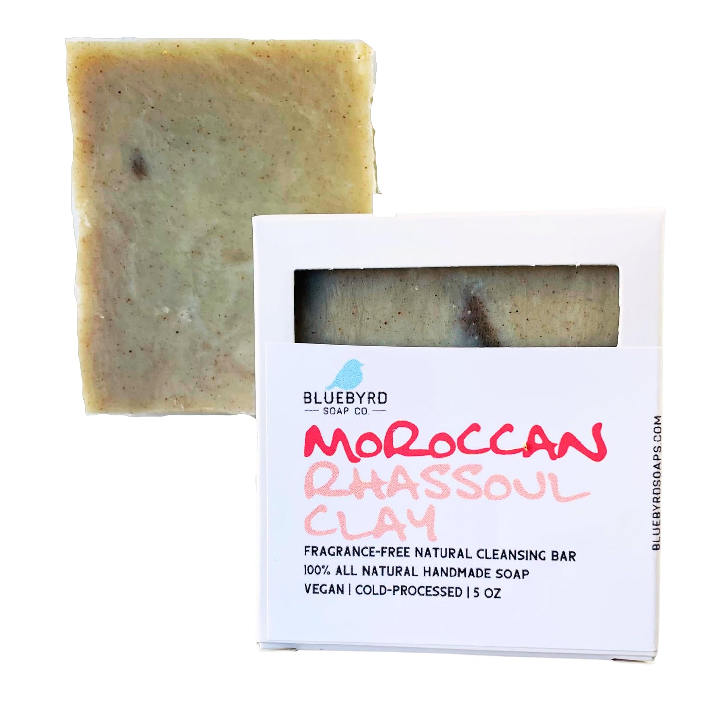 Bluebyrd Soap Co. Moroccan Rhassoul Clay Soap Bar | Removes Excess Oil, Clarifies Skin, Reduces Dry Skin | Lava Clay Bar Acne Soap | Healing Mud Soap- Deep Cleans Pores on Face & Body (Rhassoul, BAR)