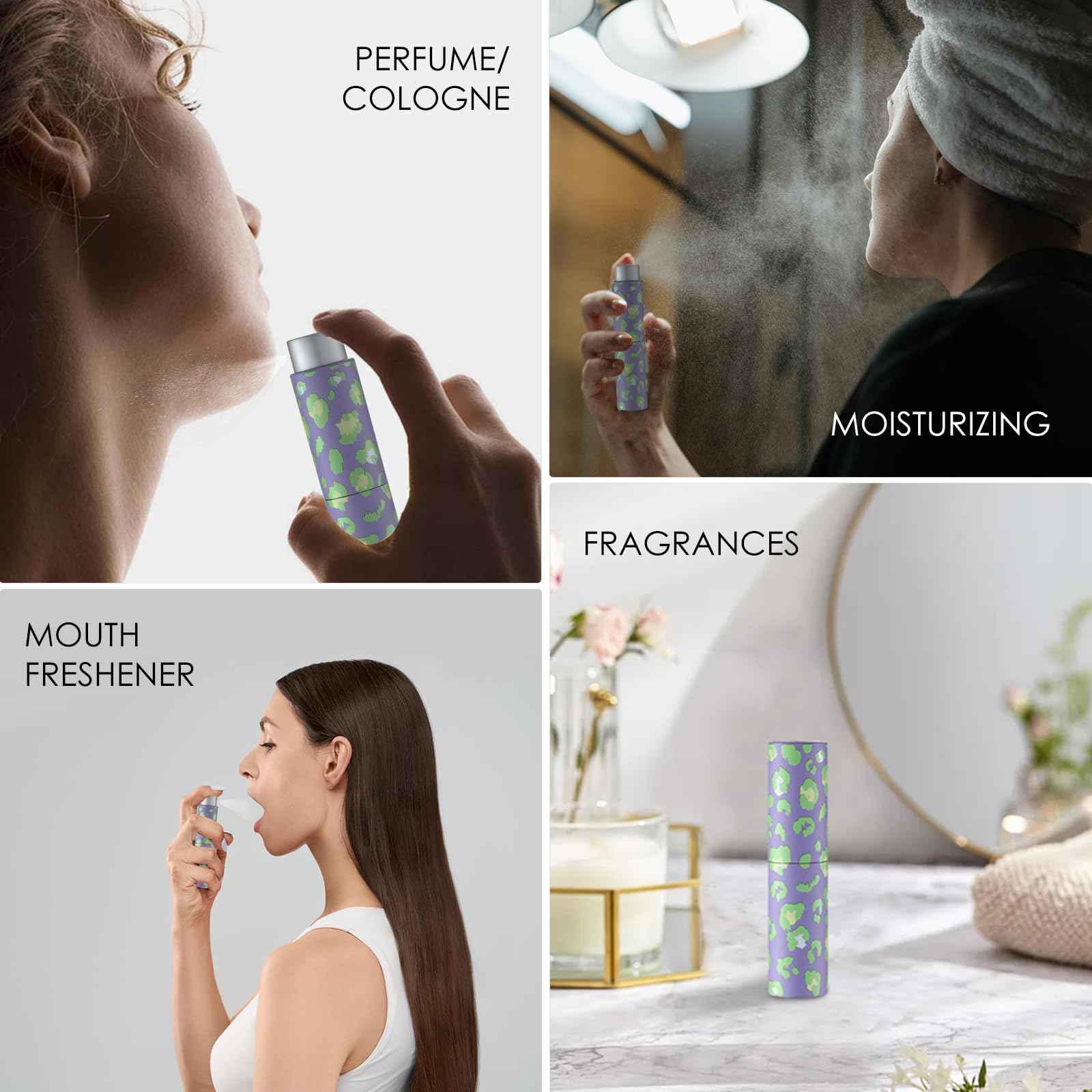 IRON BILL 8ML Travel Perfume Bottle Refillable (Leopard Print) Mini Portable Atomizer Spray Bottle for Cologne and Perfume(5pcs)