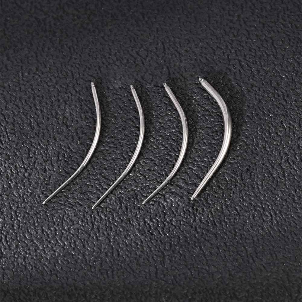 PunkTracker 14g/16g/18g Curved ASTM F136 Titanium Piercing Kit Taper Insertion Pin Tool for Internal Thread Tragus Helix Lip Nose Helix Piercing Jewelry Labret Studs Nose Stud Stretcher