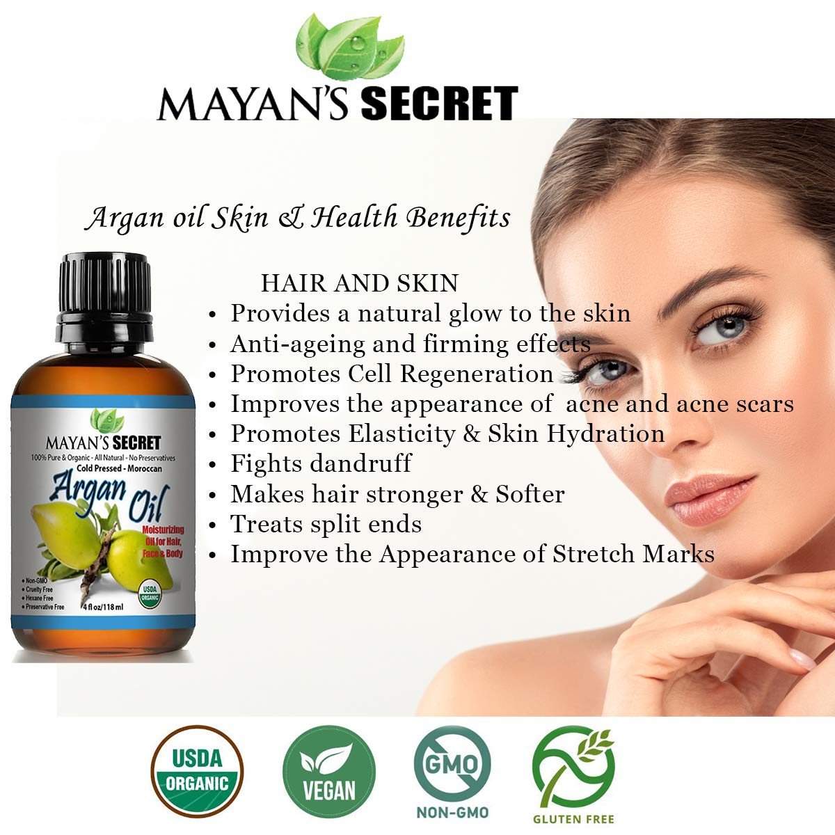 Mayan's Secret Pure Carrier and Essential oils for Skin Care, Hair, Body Moisturizer for Face-Anti Aging Skin Care (Jojoba Oil Organic, 4oz)