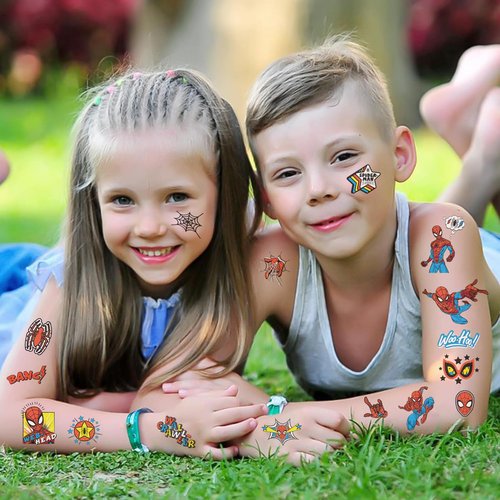 10 Sheets Spiderman Temporary Tattoos for Kids, Spiderman Birthday Party Favors, Cartoon Decoration Sticker Gifts for Girl Boys Home Activity Class Prizes Carnival Christmas Rewards (Spiderman)