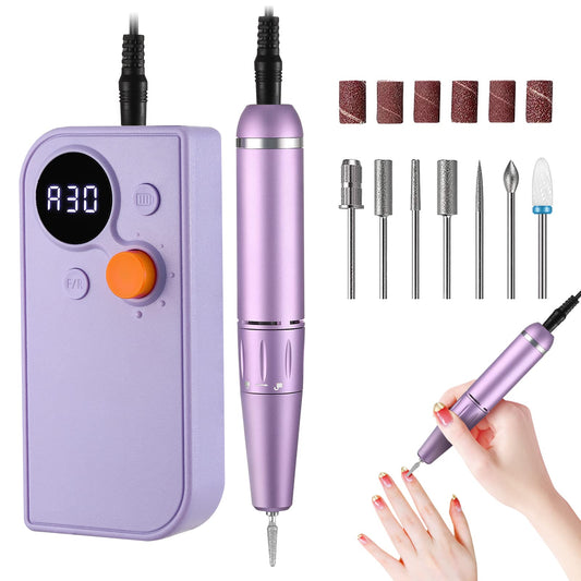 Portable Nail Drill Kit Rechargeable 30000 RPM Electric Professional Cordless E-File Nail Drill Machine Set for Acrylic Nails, Polishing, Manicure Pedicure Tool