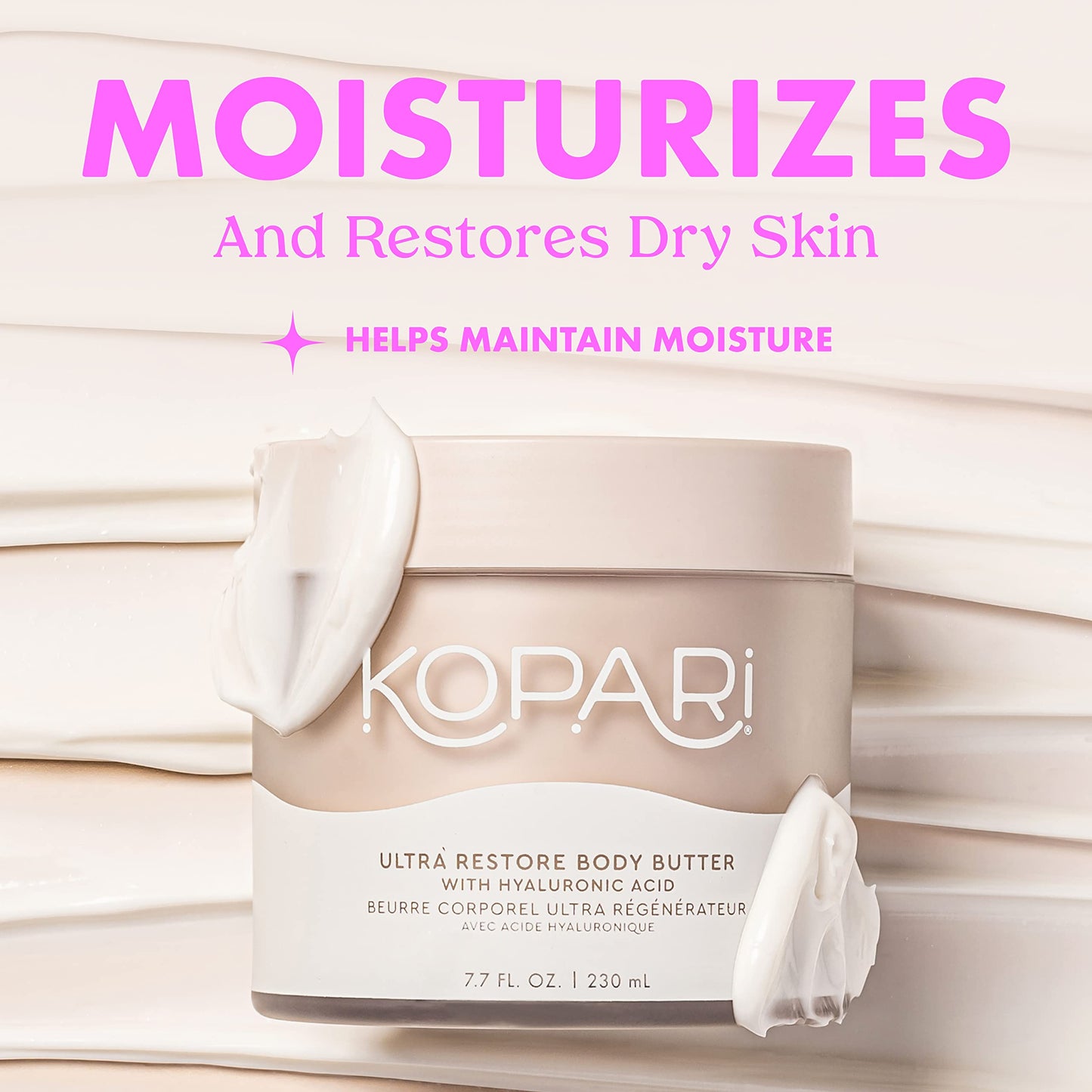 Kopari Tahitian Vanilla Ultra Body Butter | Hyaluronic Acid, Antioxidants, Omegas, and Fatty Acids to Hydrate and Retain Moisture | Sweet Tahitian Vanilla Scent | Vegan and Cruelty Free | 7.7 Oz