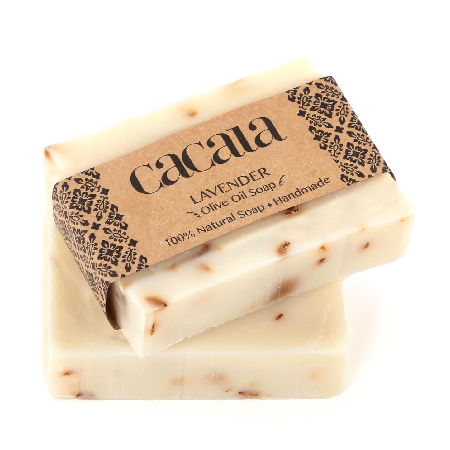 Cacala 100% Natural Organic Olive Oil Soap Unisex Soap Bar - Skin and Body Nourishing - Organic Gift Idea - Handmade in Turkey (Lavender, Pack of 2)