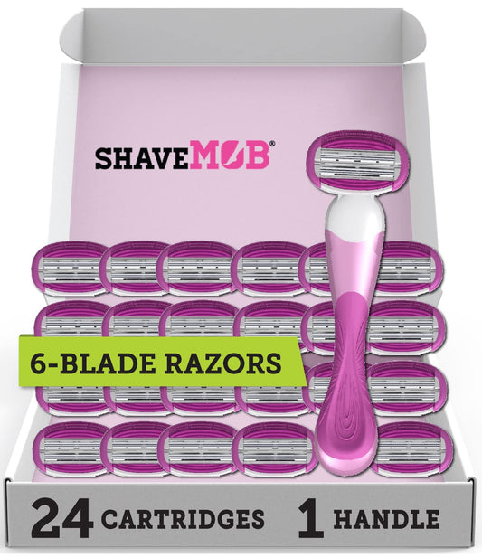 ShaveMOB 6-Blade Women's Razor Kit (Flex Head Handle + 24 Refills) - The Perfectionist Shaving Kit