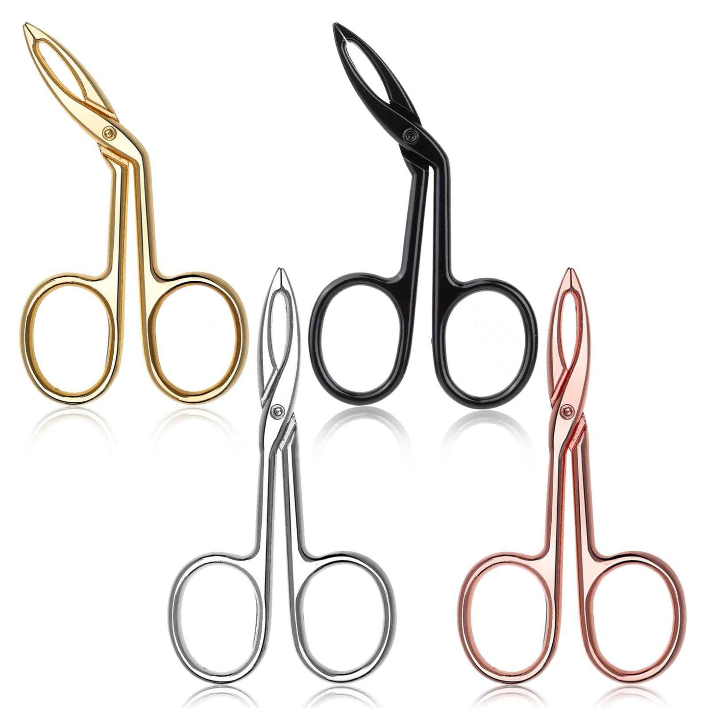 4 Pieces Eyebrow Tweezers Scissor Handle Flat Straight Tip Brow Scissors Remover Slanted Tip Facial Hair Eyebrows Stainless Steel Eyebrow Facial Remover Brow Tweezers for Women Men