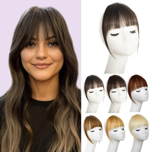 Earfodo Clip in Bangs 100% Human Hair Extensions Fake Bangs Hair Clip on Bangs for Women Clip in Hairpieces Wispy Fringe Bangs for Daily Wear(4.5 * 6,Dark Brown)