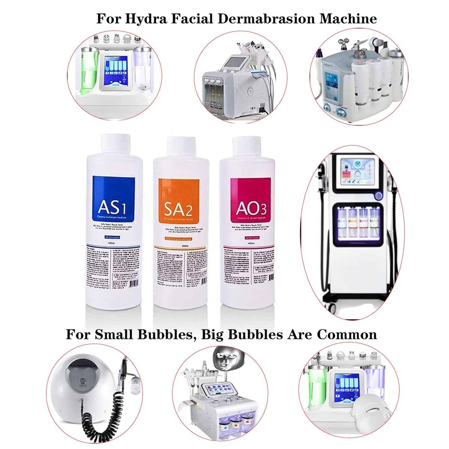 Marfort AS1 SA2 AO3 Aqua Peeling Solution Salon Professional Dermabrasion Facial Special Solutions Skin Care Aqua Peeling Serum For Hydra Facial Dermabrasion Machine 400ml (Set of 3 Bottles)