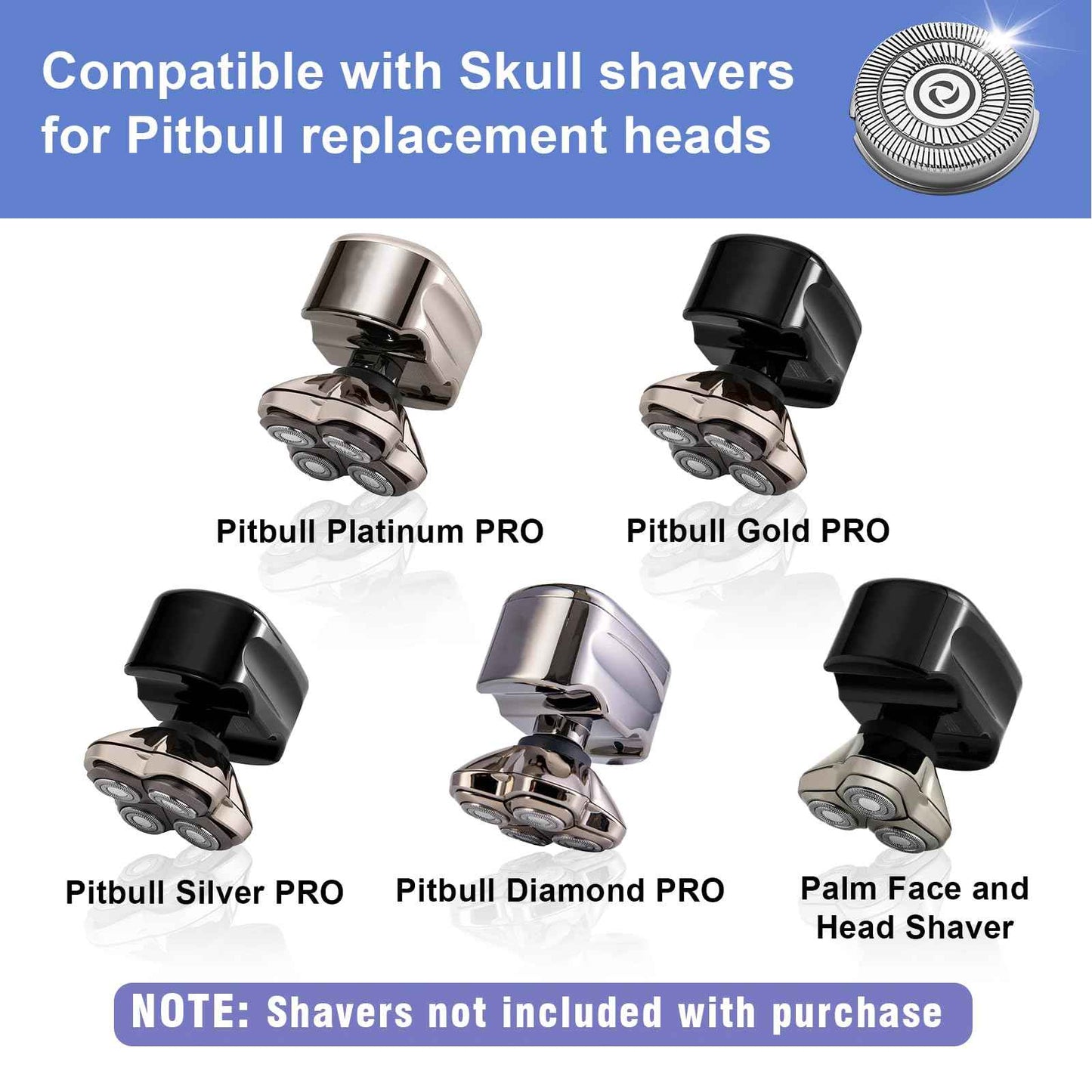 Pitbull Gold PRO/Pitbull Platinum Pro Replacement Blades - 16 Pack Compatible with Skull Shaver Heads