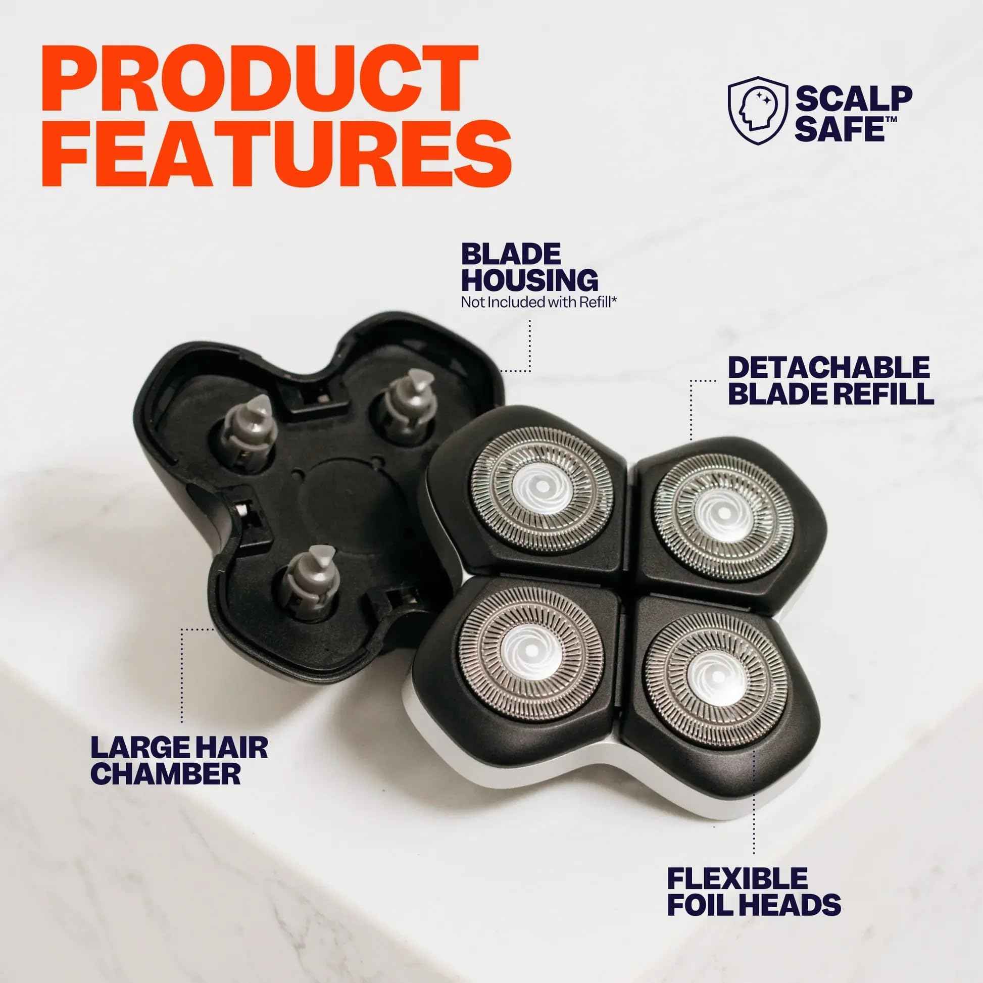 Freebird Official Replacement Blades for Flexseries Pro Head Shaver Kit - Refill Blades - High-Performance Blades for Smooth Shaving