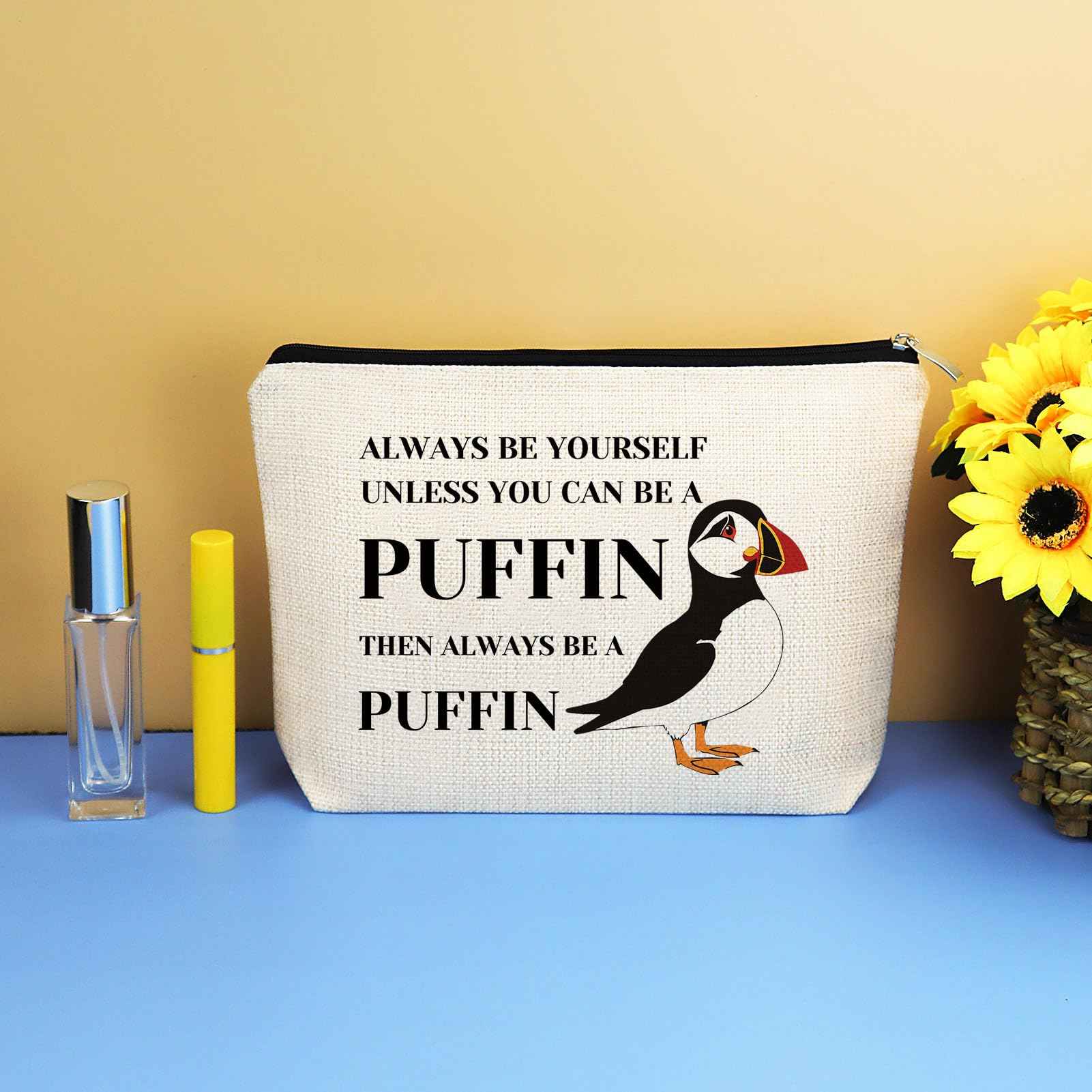 Puffin Gifts Puffin Bird Lover Gift Cosmetic Bag Animal Lover Gift for Women Makeup Bag Birdwatcher Gifts Seabird Gift Idea Christmas Birthday Graduation Gift for Daughter Friends Sister Travel Pouch