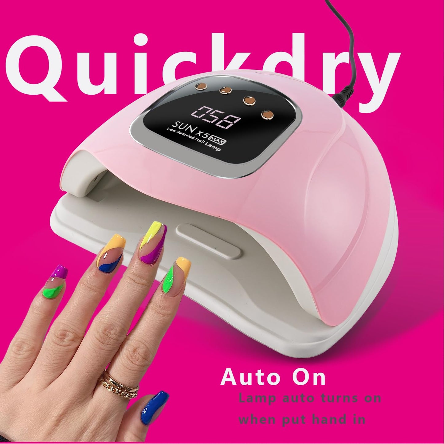 KFE Hardware UV Led Gel Nail Lamp UV Nail Dryer for Gel Polish (Pink 280W)