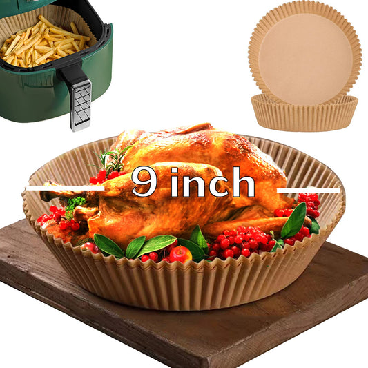 9 Inch Air Fryer Disposable Paper Liner 125PCS, [ XL ] Non-stick Parchment Liners for 5-6QT Air Fryer, Oil Resistant, Waterproof, Food Grade Baking Paper