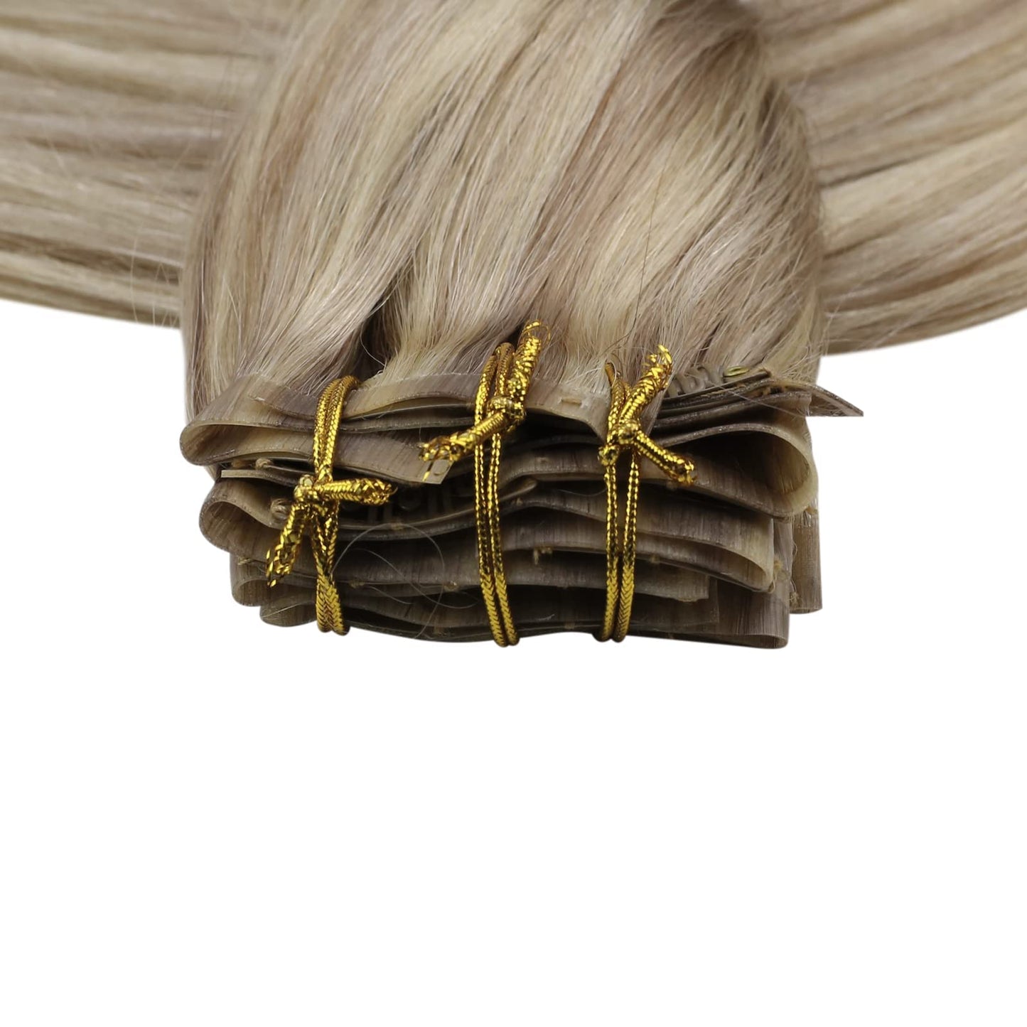 Full Shine Hair Extensions Real Human Hair Clip ins Blonde Highlight Seamless Clip in Human Hair Extensions 18 Inch 8 Pcs PU Clip in Extensions Skin Weft Clip in Hair Extensions 120 Grams