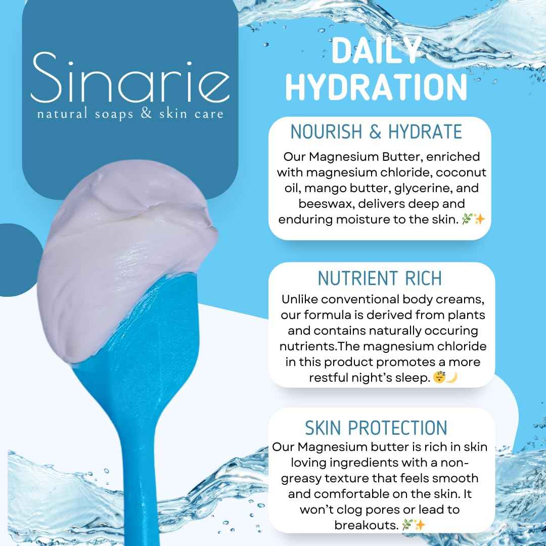 Sweet Dreams Magnesium Emulsified Body Butter, 4 oz., 1 Count | Mango Butter | Premium Magnesium Oil | Natural Ingredients | Magnesium Lotion | Eucalyptus + Peppermint