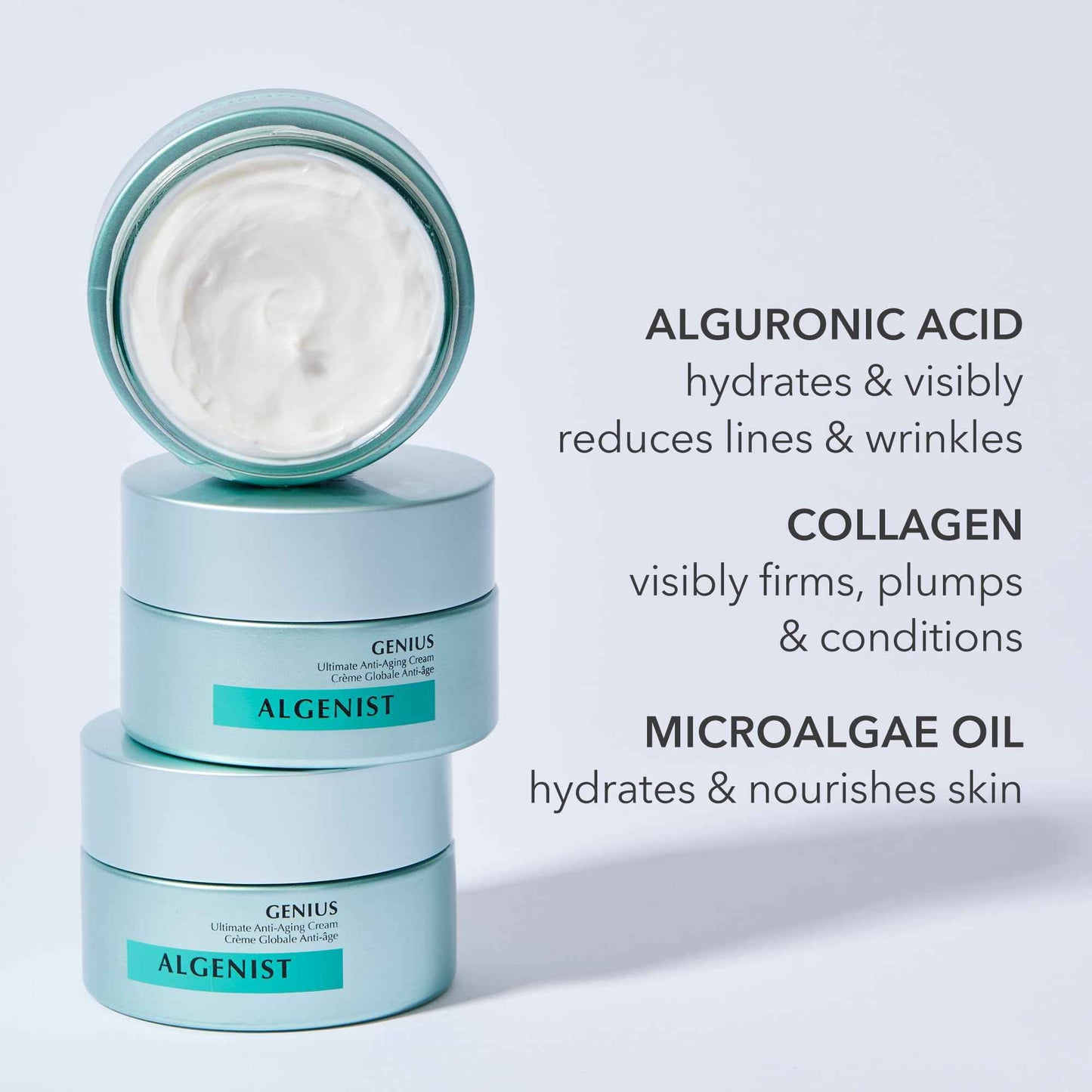 Algenist GENIUS Ultimate Anti-Aging Cream, Travel Size - Vegan Firming & Smoothing Moisturizer with Alguronic Acid & Microalgae Oil - Non-Comedogenic & Hypoallergenic Skincare (0.5 oz)
