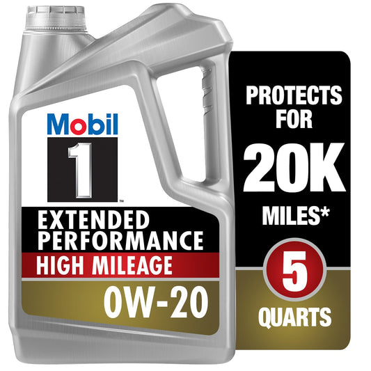 Mobil 1-123837 Extended Performance High Mileage 0W-20; 5QT, Gray