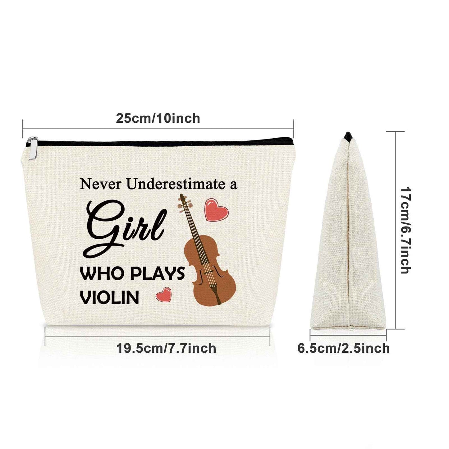 Sazuwu Violin Gifts Women's Makeup Bag Cosmetic Bag for Violin Players Lovers Teachers Music Enthusiasts Violinist Appreciation Graduation Birthday present travel pouch