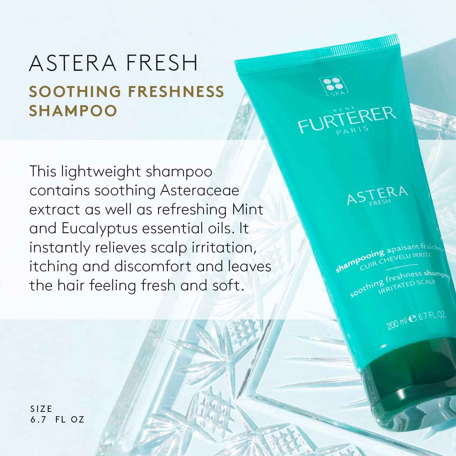 René Furterer ASTERA FRESH Soothing Freshness Shampoo, Irritated & Itchy Scalp, Peppermint, Eucalyptus 6.7 fl. oz.