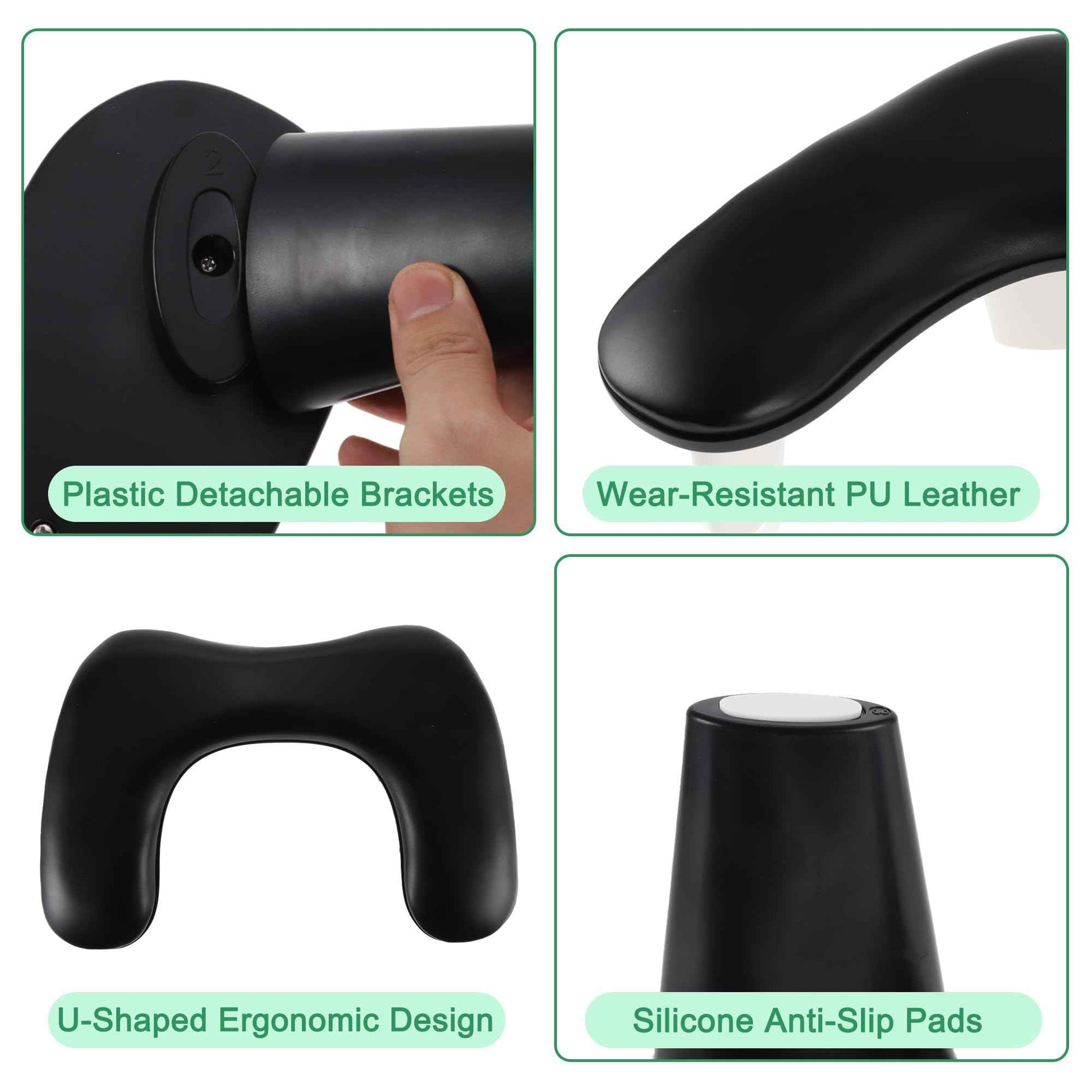 VOCOSTE Arm Rest for Nails Tech, U Shaped Nail Arm Rest, Manicure Hand Rest with Detachable Brackets, Hand Rest for Nails Tech with Non-slip Pads, Nail Hand Rest, Black
