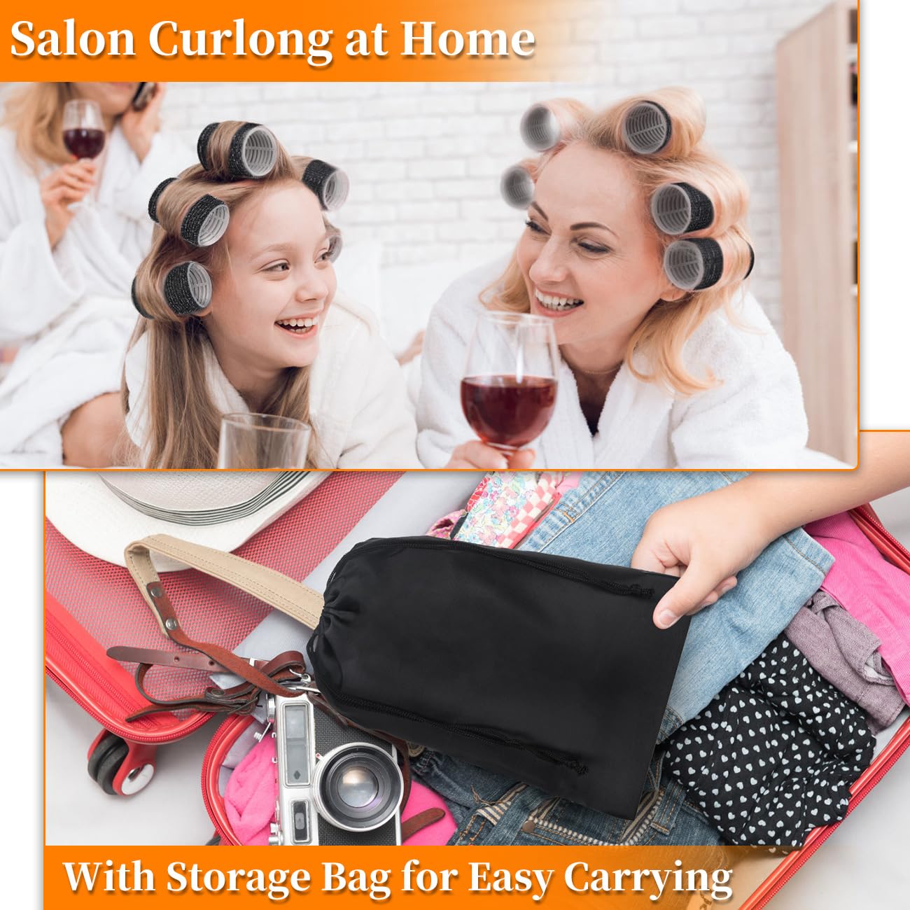 38PCS Hair Rollers Hair Curlers, Rollers, Curlers for Long Hair Thick, Jumbo Large Medium Small Rollers Set, 12 Stainless Steel Clips and Storage Bag