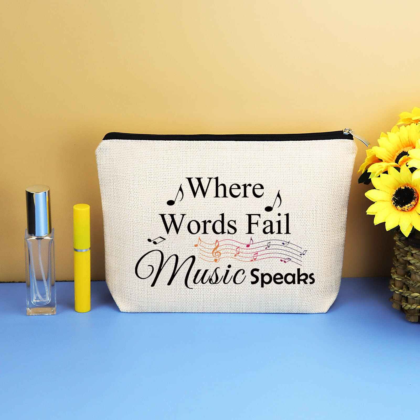 Music Gift for Women Makeup Bag Musical Lover Gifts Cosmetic Bag Music Teacher Appreciation Thank You Gift Christmas Birthday Gifts for Musical Teacher Student Musicians Travel Toiletry Bags