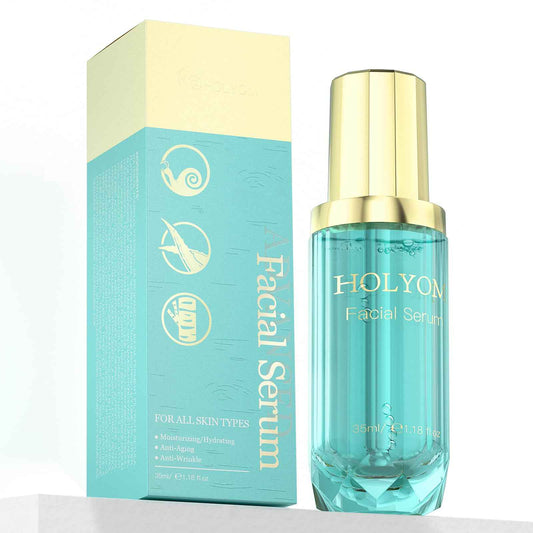 HOLYOM Snail Mucin Face Serum with Hyaluronic Acid – Anti-Aging Facial Serum for Fine Lines, Wrinkles & Dull Skin – Hydrating & Firming Essence for All Skin Types, 1.18 fl oz