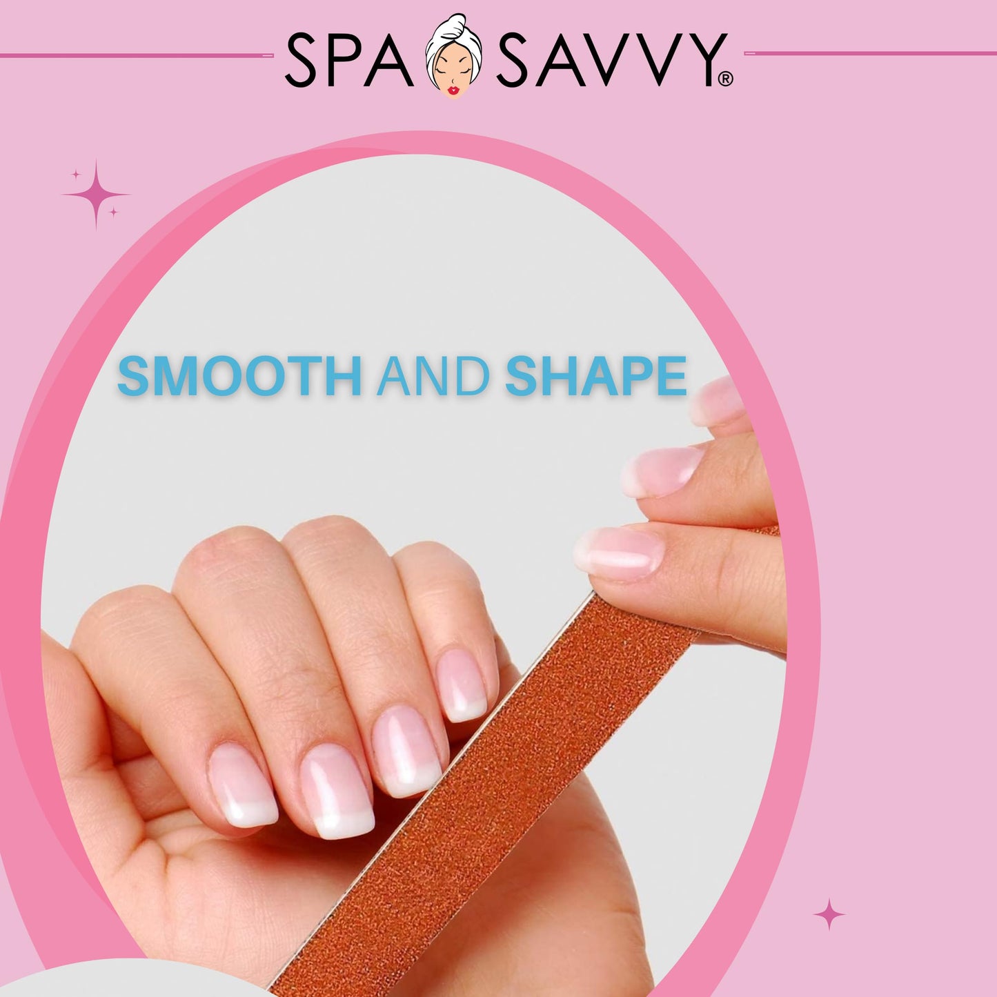 Spa Savvy Nail File Set, 100 Count, Double Sided 4.5 Inch Emery Board Nail Files for Natural Nails Care, Pedicure and Manicure Tools