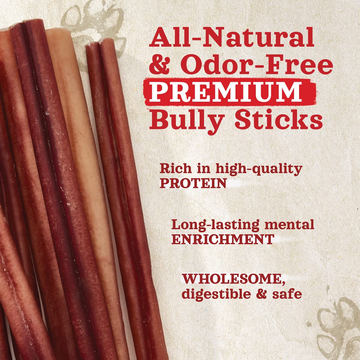 Natural Farm Odor-Free Bully Sticks, 7-Inch Long, 20 Count Bag, 100% Beef Pizzle Chew Treats for Medium & Large Dogs Dogs