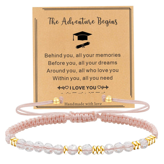 TAGOMEI 2024 Graduation Gifts for Her Girls Kindergarten 5th 8th Grade High School College Graduation Gifts for Women Teen Girls, Tiny Morse Code Beaded Bracelets for Women Girls Graduation Bracelet