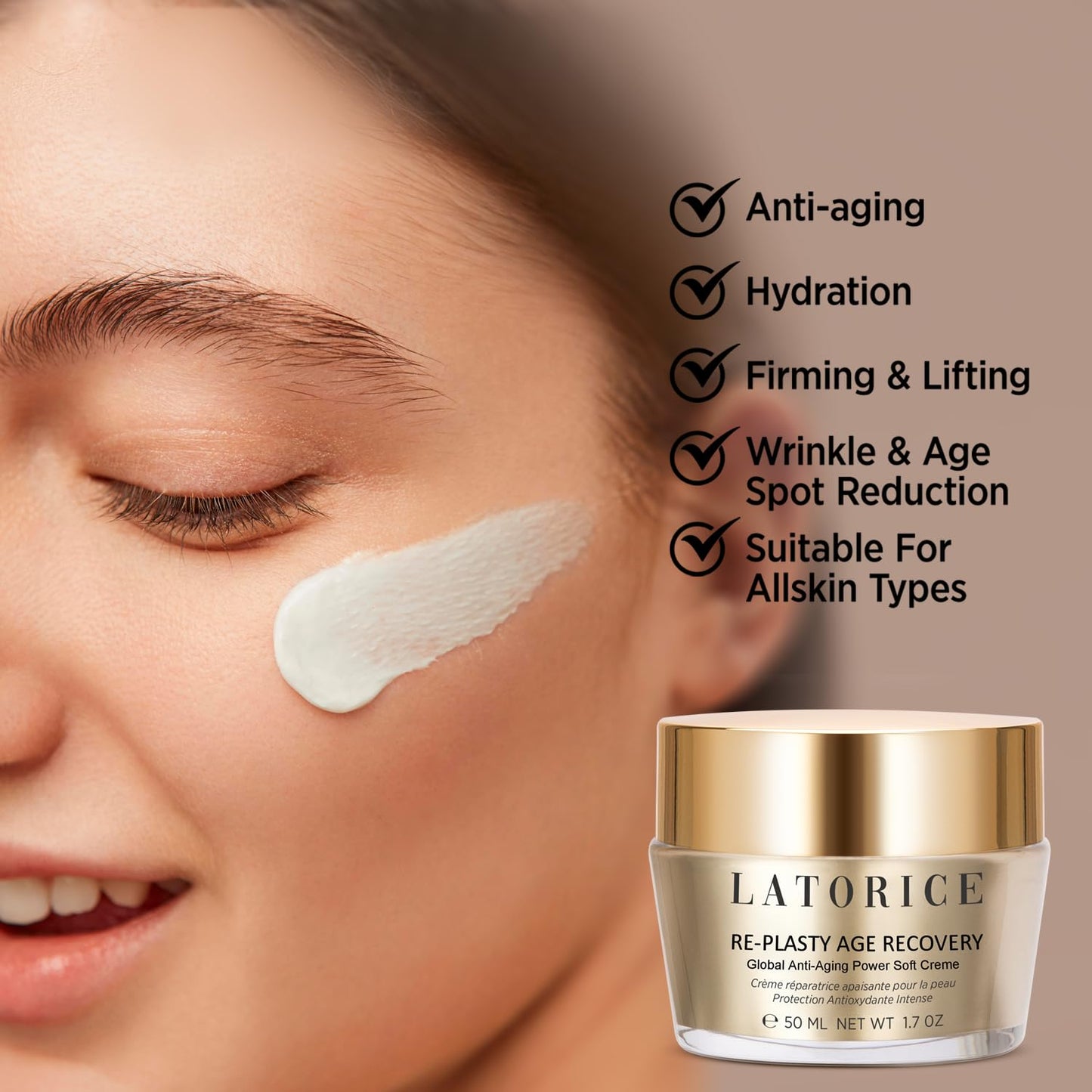 LATORICE Re-Plasty Age Recovery Face Cream: Face Moisturizer - Wrinkle Cream for Women with Vitamin C, Niacinamide, Collagen, Hyaluronic Acid, Peptides - Lifting & Wrinkle Reduction