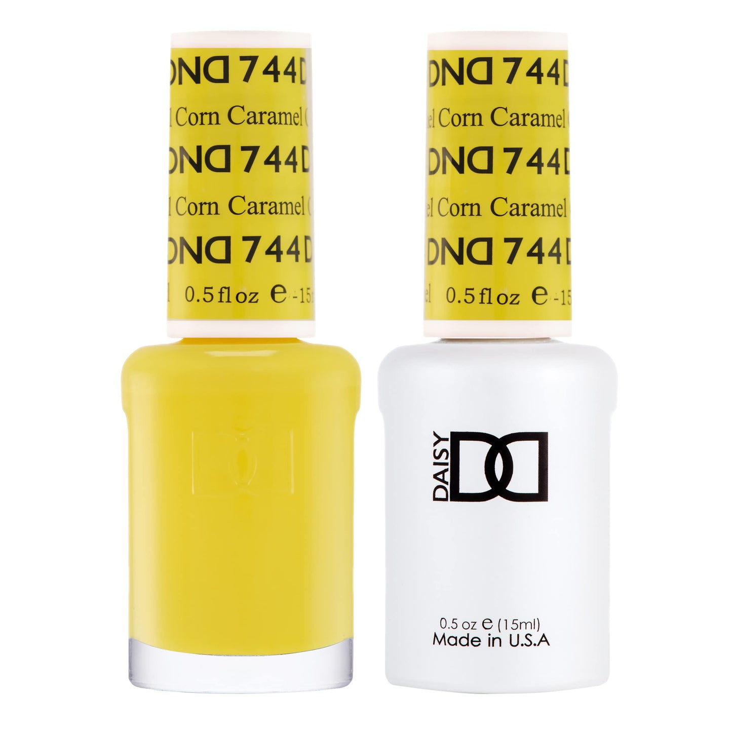 DND Gel Polish Set, Yellow Collection, UV/LED Gel Polish and Air Dry Nail Lacquer, Matching Chip-Free Polish Duo, 744 Caramel Corn, 0.5 Fl Oz