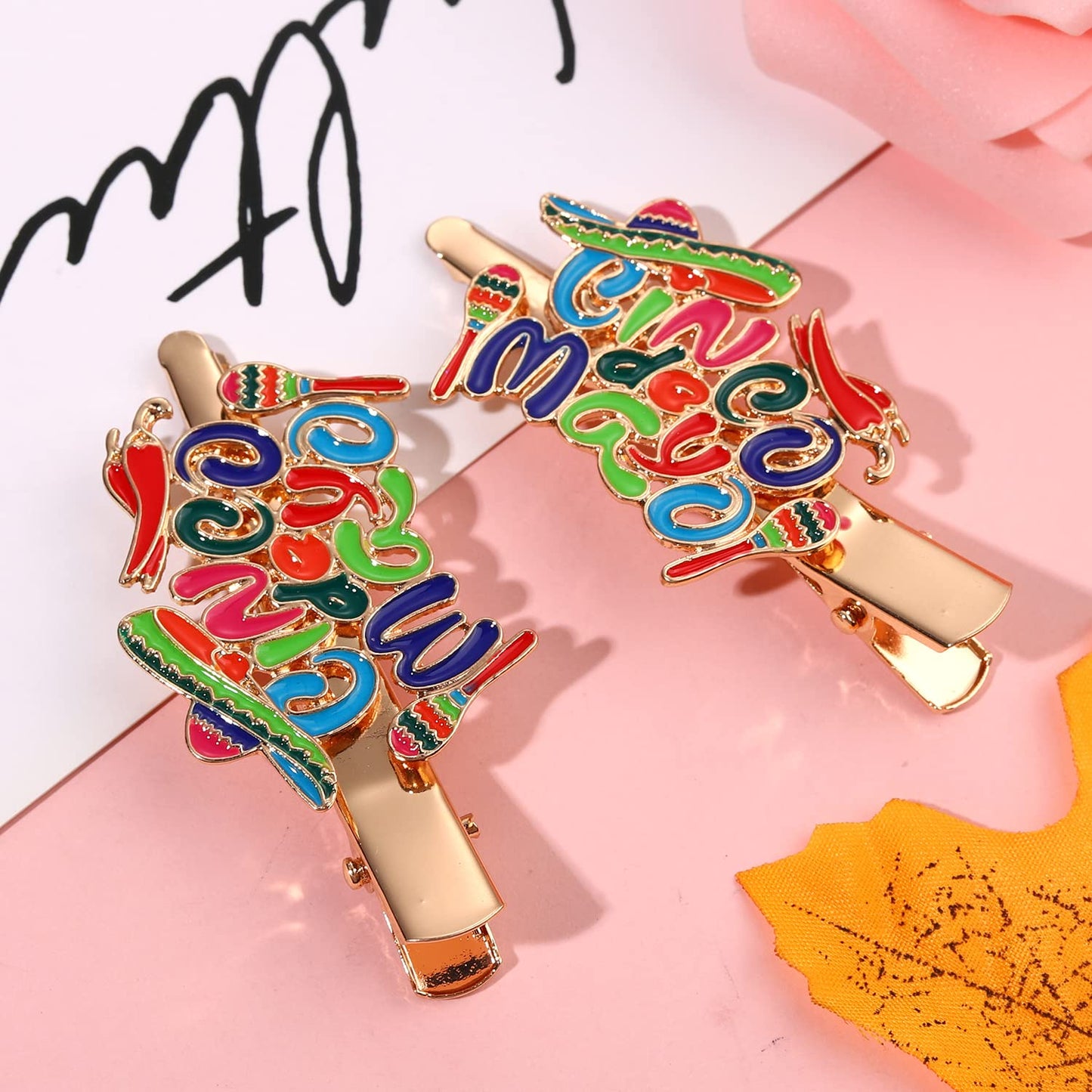 Cinco De Mayo Hair Clips Mexican Fiesta Hairpins for Women Statement Cactus Chili Pinata Sombrero Alligator Clips Mexican Hair Accessory Gifts