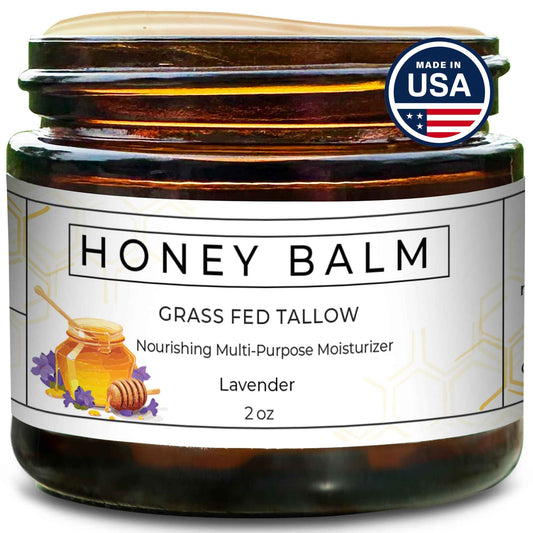 Really Good Blends - Tallow Honey Balm, Organic Body Butter, Grass-Fed Beef Tallow for Skin, Soothing All-Natural Moisturizer for Body and Face | Made in USA - 2 oz (Lavender)