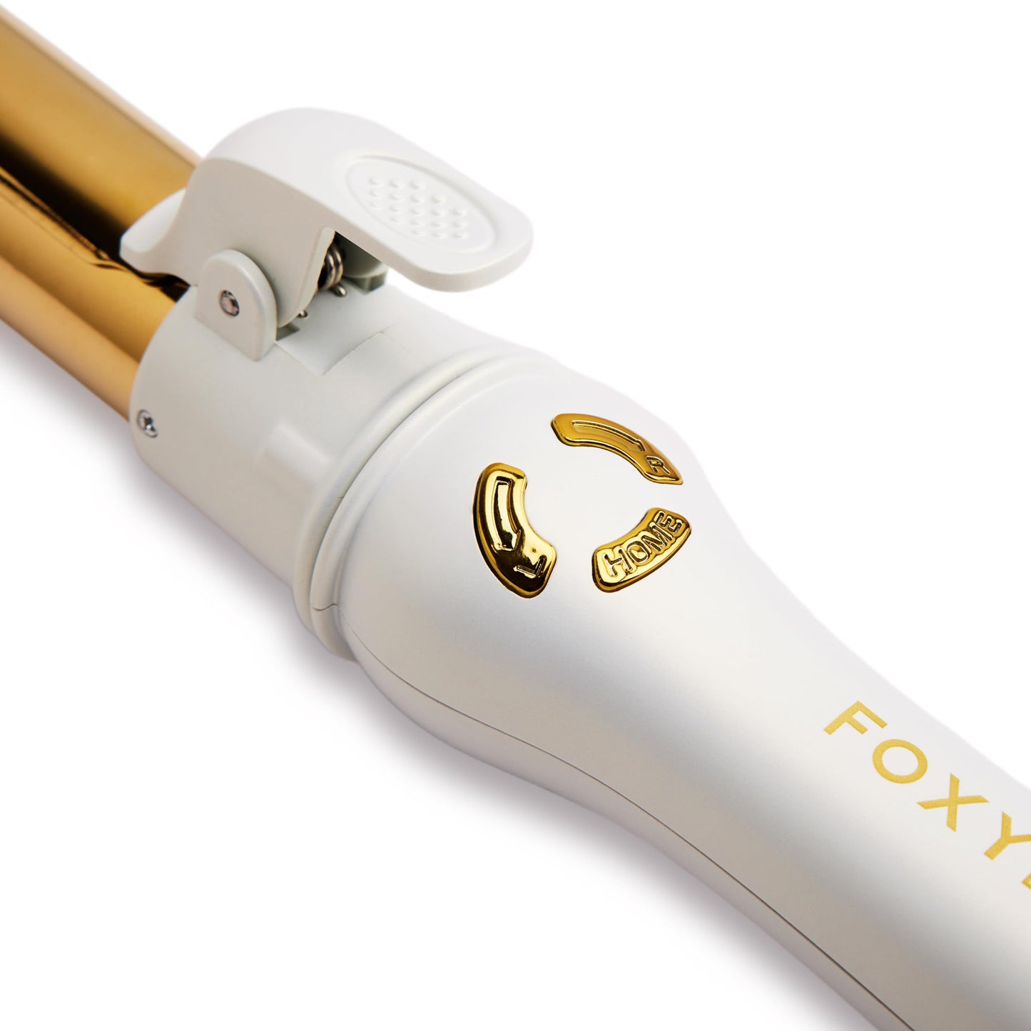 FoxyBae Automatic Curling Iron - Professional Auto Rotating Hair Curler Wand for Long Hair w/Temp Control -1.25” Titanium Hot Hair Styling Tools for Silky Curls - Self Hair Curlers [Pearl White-Gold]