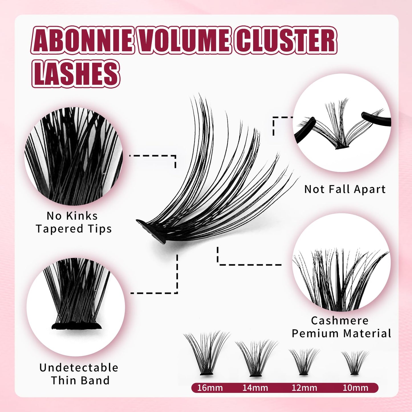 ABONNIE DIY Lash Extension Kit,Cluster lash Extensions Kit, 10-16mm Mix Wispy Lash Clusters,30D+40D D Curl Lash Cluster Kit with Bond and Seal and Tweezer, Fluffty Lash at Home Lash Extension Kit