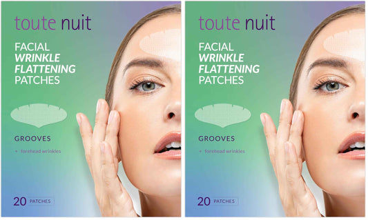 Toute Nuit Wrinkle Patches – Grooves – Face Tape for Maximum Forehead Coverage – Hypoallergenic Anti Wrinkle Patches – 20 Count, Made in USA (Pack of 2)