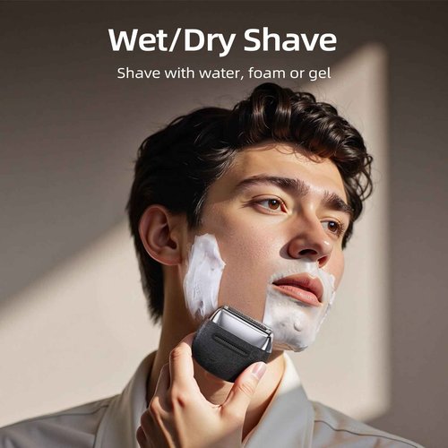 Electric Foil Shavers for Men, 3 Floating Blades for Close & Clean Shaving, Mini Electric Razor with Precision-Compact Body, Waterproof, 90 Min Runtime, Travel Lock (SilverBlack)