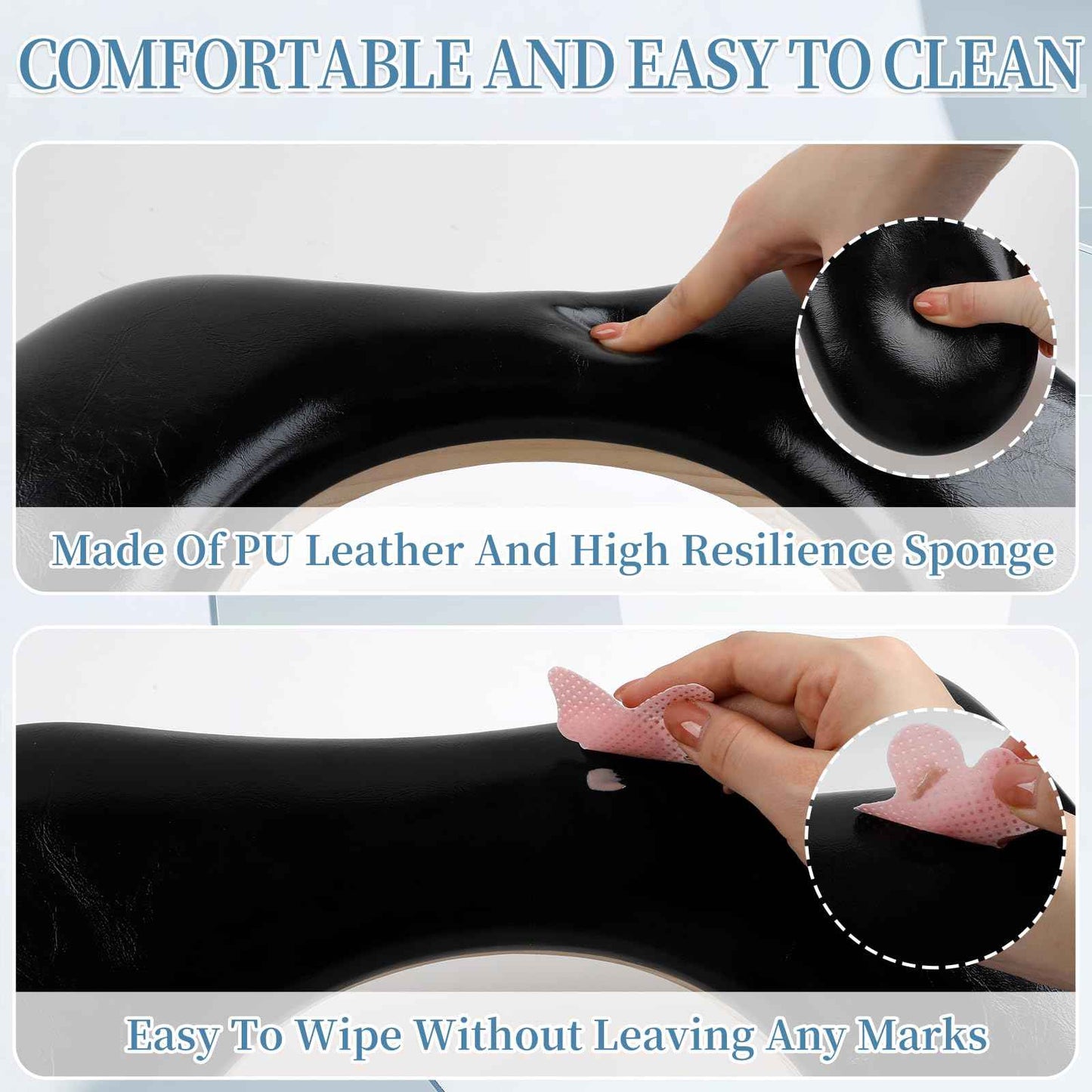 Arm Rest for Nails Tech, U-shaped Manicure Nail Arm Rest Stand with Detachable Brackets Microfiber PU Leather Nail Cushion Hand Rest Pillow for Nail Table Salon Manicure Arm Rest Cushion (black)