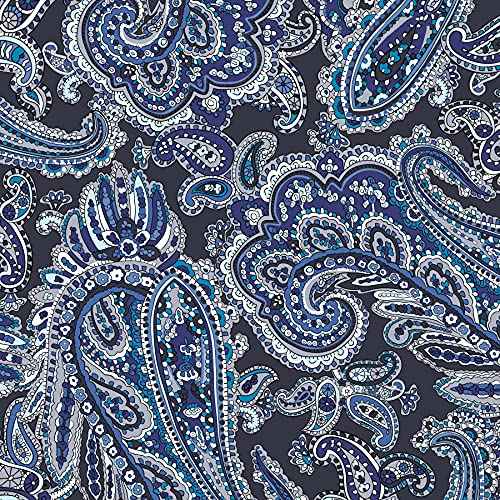 Vera Bradley Women's Cotton Lay Flat Cosmetic Makeup Organizer Bag, Deep Night Paisley, One Size