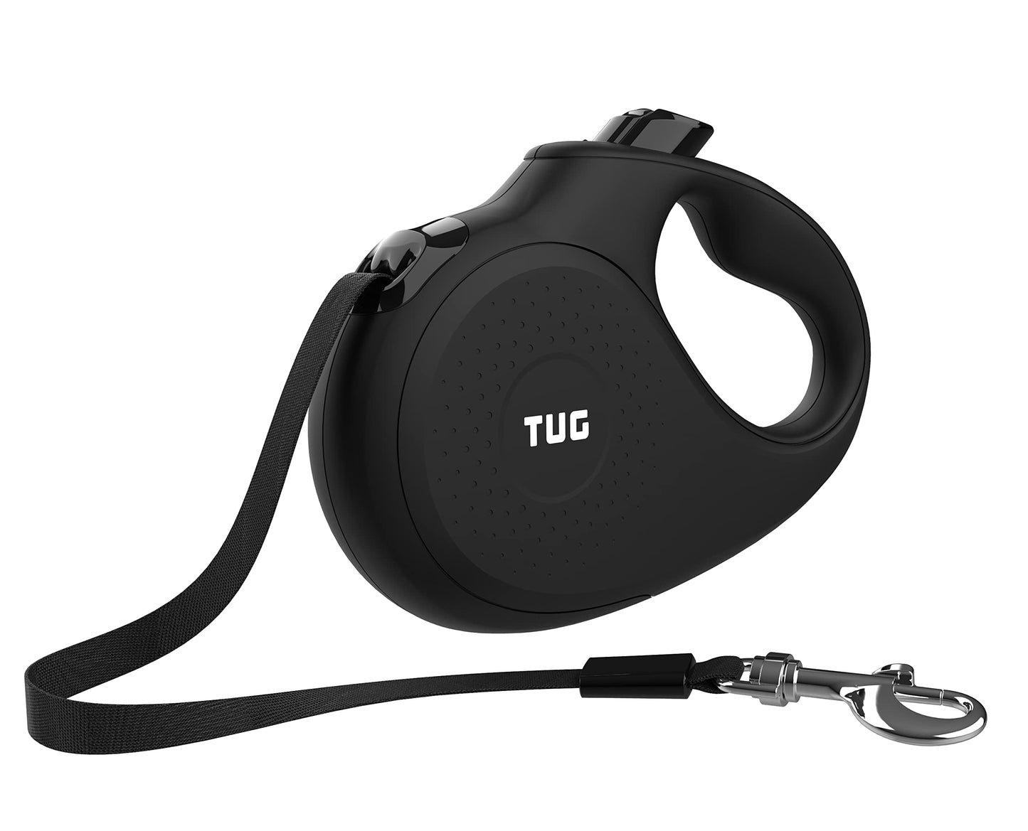 TUG Monochrome XL 360° Tangle-Free Retractable Dog Leash | 26 ft Strong Nylon Tape | One-Handed Brake, Pause, Lock (Extra Large, Black)