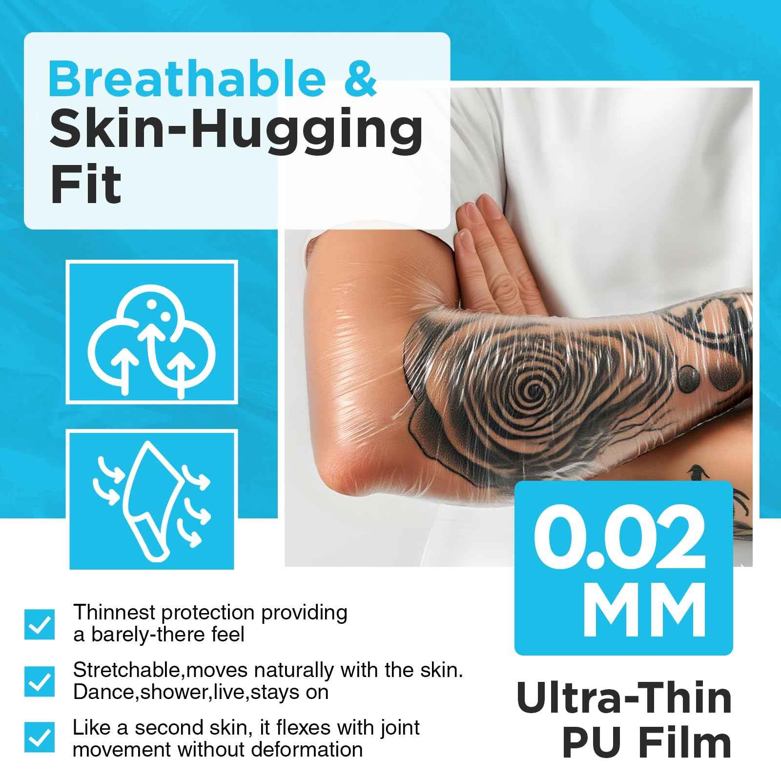 OK TAPE Tattoo Aftercare Bandage with Sliding Cutter(6 in x 6 yd),Second Skin Tattoo Cover Up Patch for Faster Healing and Skin Recovery,Waterproof Transparent Latex-Free Film,Tattoos Supplies