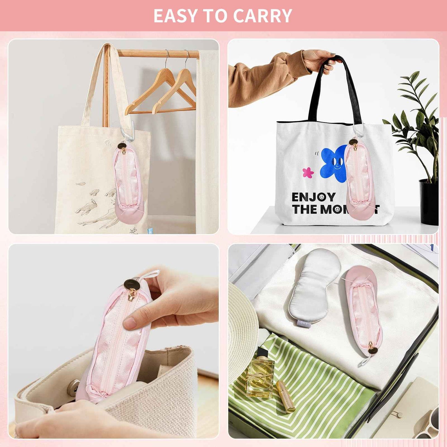 PWQEIONC Ballet Shoe Makeup Bag, Small Cosmetic Bag for Trip Portable Cosmetic Travel Bag, Ballet Dance Shoe Makeup Bag Gifts for Women Girl Dancer Lover (Pale Pink)