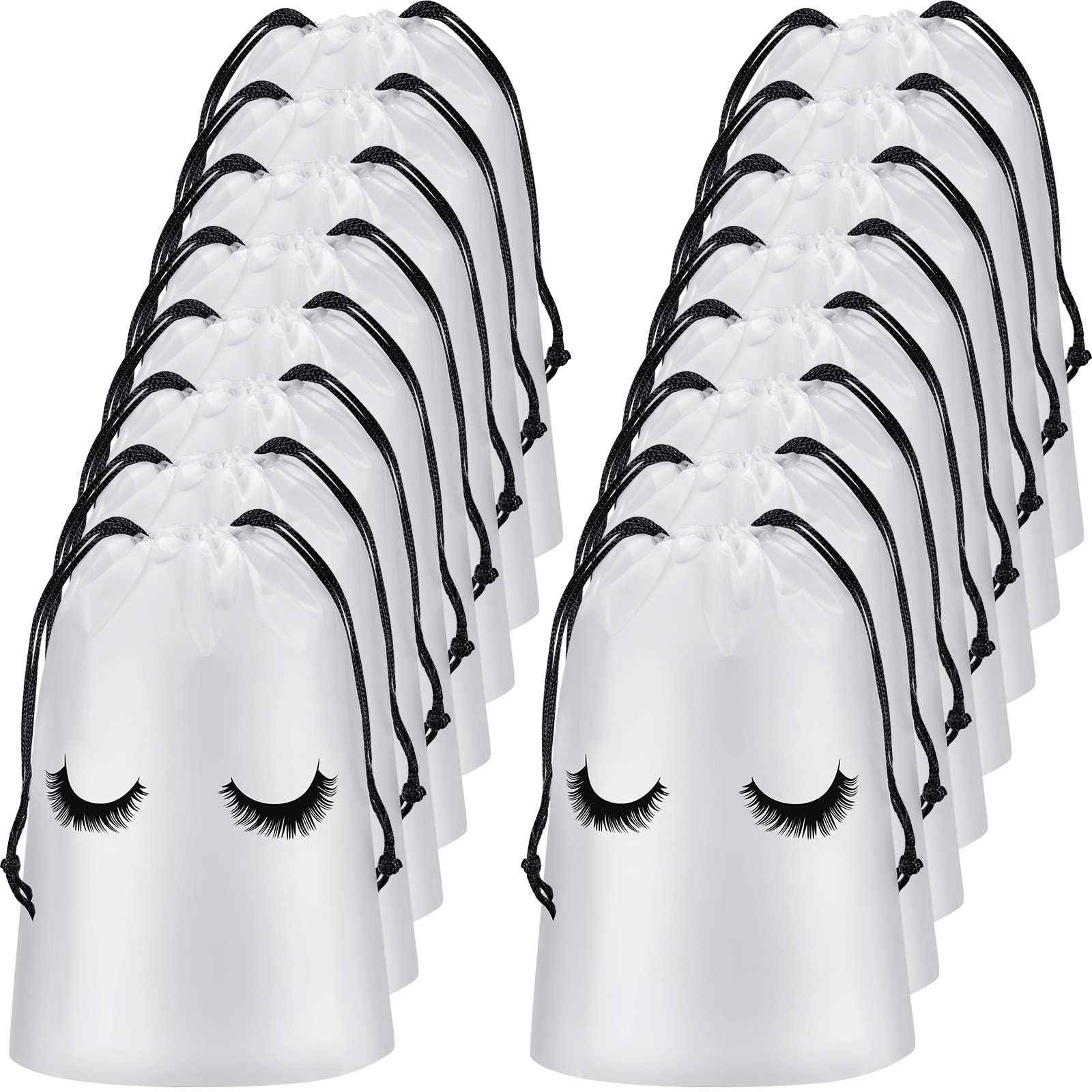 Shappy 50 Pcs Eyelash Aftercare Bags Eyelash Aftercare Plastic Makeup Bags with Drawstring Beauty Gift Cosmetic Sample Pouch for Women Girls Business Supplies(6 x 8 Inches,White)