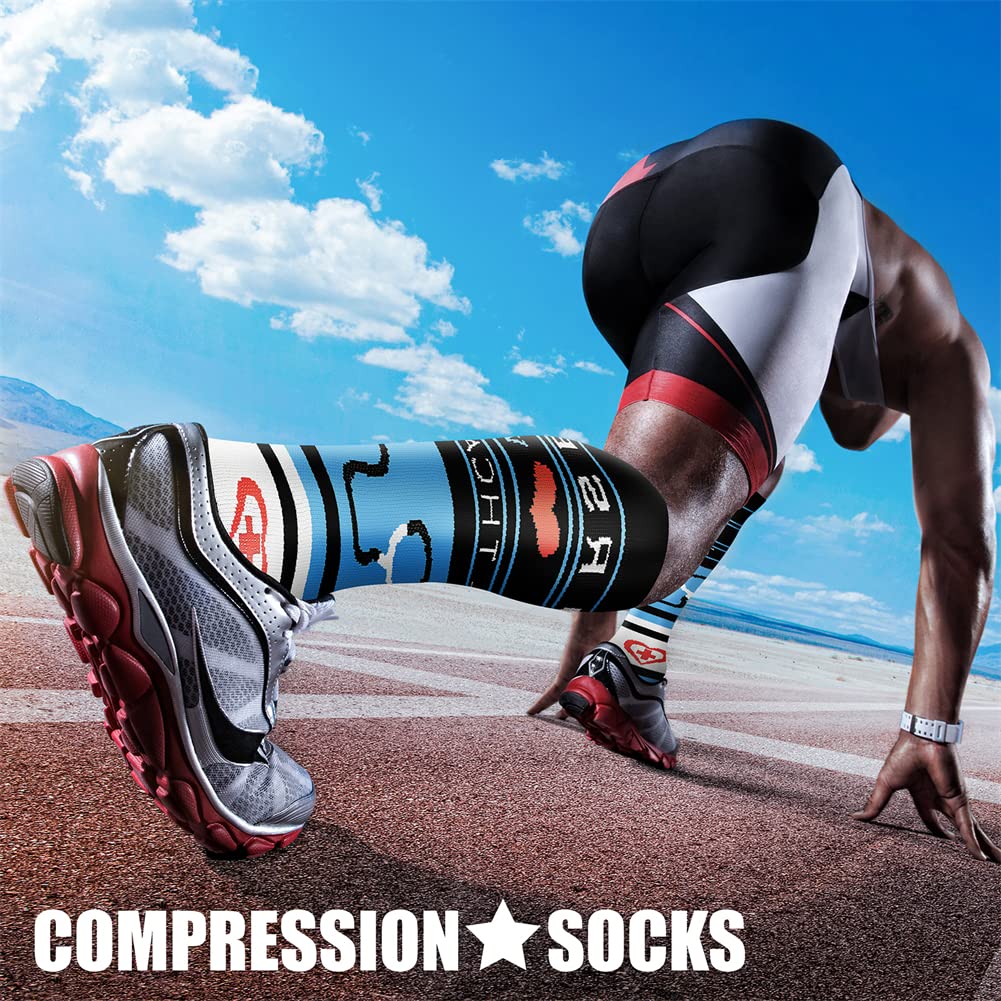 CHARMKING Compression Socks for Women & Men Circulation (3 Pairs) 15-20 mmHg is Best Athletic for Running, Flight Travel, Support, Cycling, Pregnant - Boost Performance, Durability (S/M, Multi 47)